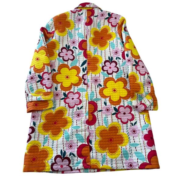 Harve Benard Quilted Mod Floral Spring Jacket Collared Overcoat Size Women's 12 - Picture 5 of 5